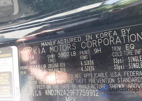 2015 Kia Soul z USA, uszkodzony, nr VIN KNDJN2A29F7759912